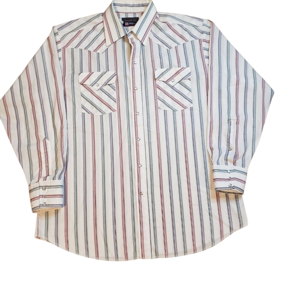 Panhandle Slim White Stripe Pearl Snap Western Rodeo Vintage Cowboy Shirt - Picture 1 of 5